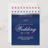 Red, White & Blue Patriotic Star Wedding Einladung (Vorderseite)
