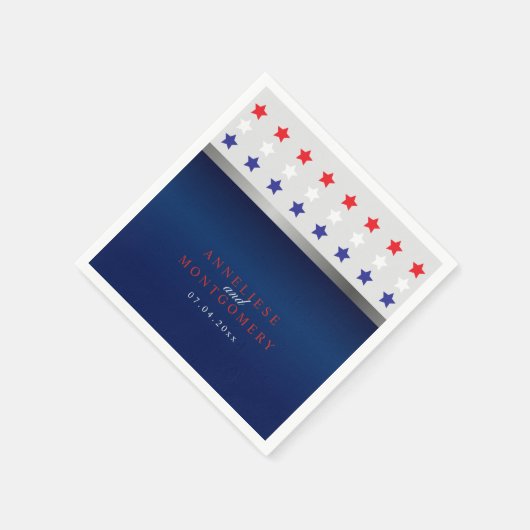 Red, White & Blue Patriotic Star Wedding Serviette (Ecke)