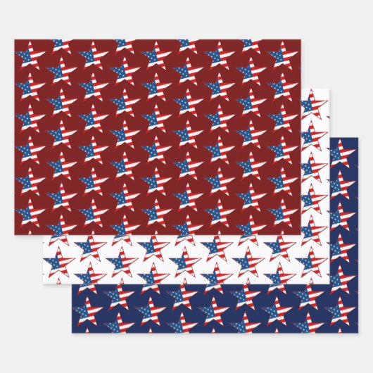 Red White & Blue Patriotic Stars Geschenkpapier Set (Set)