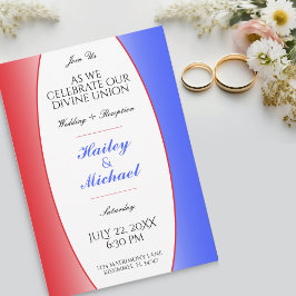 Red, White & Blue Patriotic USA American Wedding Einladung
