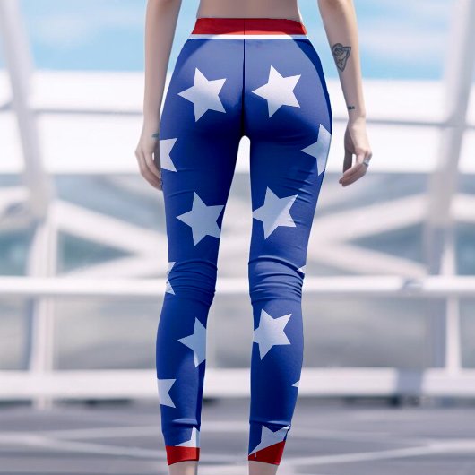 Red White & Blue Patriotic USA Flag Leggings