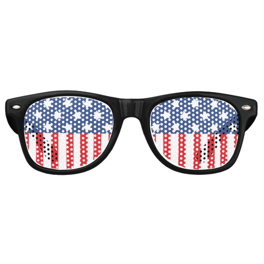 Red White & Blue Patriotic USA Flag Retro Partybrille (Vorderseite)