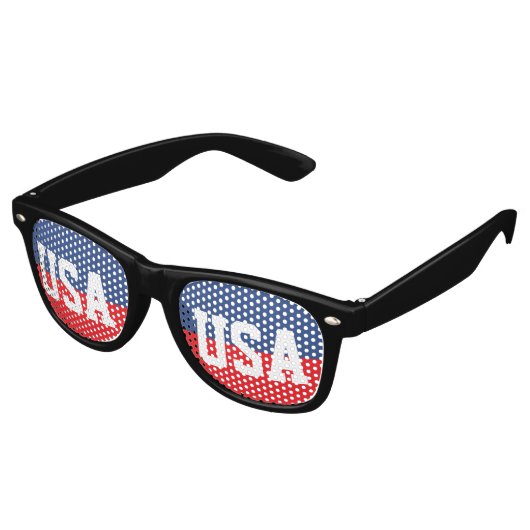 Red White & Blue Patriotic USA Retro Partybrille (Schrägansicht)