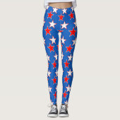 Red White & Blue Patriotic USA Star Leggings (Vorderseite)