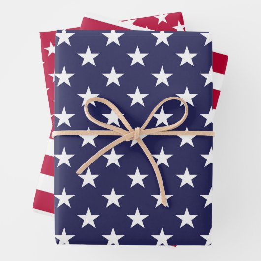 Red White Blue Patriotic USA Wrapping Paper Set Geschenkpapier Set (Beispiel)