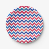 Red White Blue Patriotic Zickzack Zig Zag Streifen Pappteller (Vorderseite)