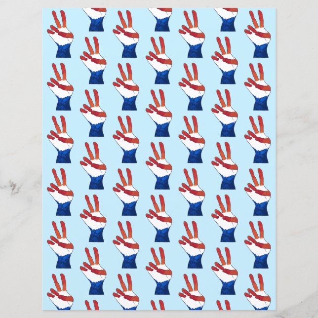 Red White Blue Peace Sign Hands Musterpapier (Vorderseite)