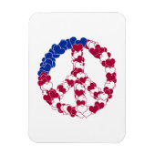 Red White & Blue Peace Sign Made with Hearts (2) Magnet (Vertikal)