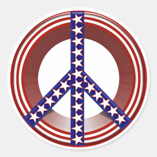 Red White & Blue Peace Sign Runder Aufkleber (Vorderseite)
