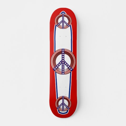 Red White & Blue Peace Sign Skateboard (Vorne)