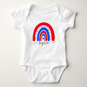 Red White & Blue Personalisiert Rainbow 4. Juli Baby Strampler