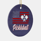 Red White Blue Pickleball Weihnachten Keramik Ornament (Rechts)