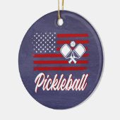 Red White Blue Pickleball Weihnachten Keramik Ornament (Links)