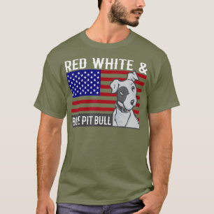 Red White Blue Pitbull American Flag Pittie Dog T-Shirt
