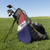 Red White Blue Polka Dot Monogram Womens Golfhandtuch (Gras)