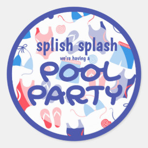Red White Blue Pool Party Umschlag Aufkleber