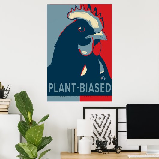 Red White Blue Pop Art Chicken Poster Pflanze-vore (Heimbüro)