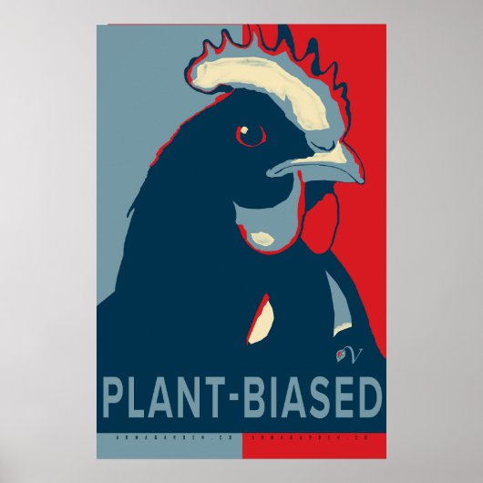 Red White Blue Pop Art Chicken Poster Pflanze-vore (Vorne)