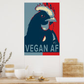 Red White Blue Pop Art Chicken Poster - Veganer AF (Küche)