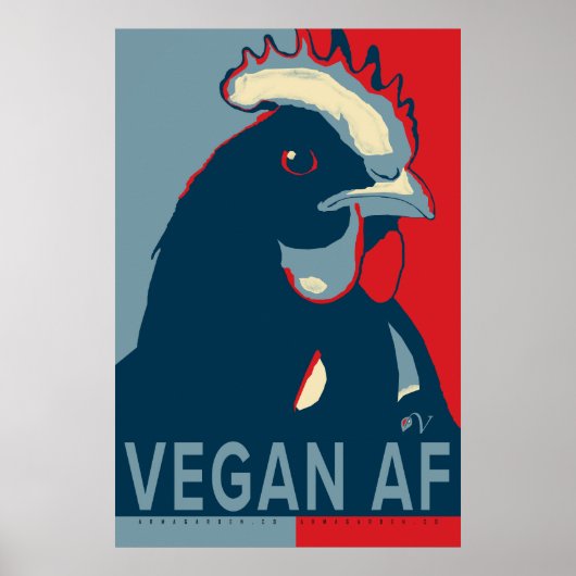 Red White Blue Pop Art Chicken Poster - Veganer AF (Vorne)