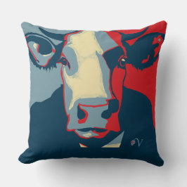 Red White Blue Pop Art Cow Pillow Kissen