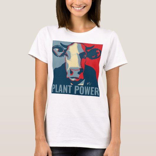 Red White Blue Pop Art Cow Tshirt Pflanze Power (Vorderseite)