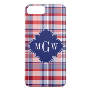 Red White Blue Preppy Monogram Case-Mate iPhone Hülle