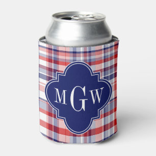 Red White Blue Preppy Monogram Dosenkühler
