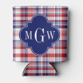 Red White Blue Preppy Monogram Dosenkühler (Vorderseite)