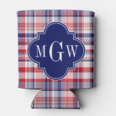 Red White Blue Preppy Monogram Dosenkühler (Rückseite)