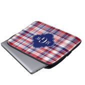 Red White Blue Preppy Monogram Laptopschutzhülle (Vorne Knopf)