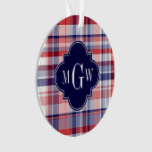 Red White Blue Preppy Monogram Ornament (Vorderseite)