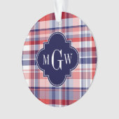 Red White Blue Preppy Monogram Ornament (Vorderseite)