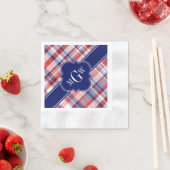 Red White Blue Preppy Monogram Serviette (Beispiel)