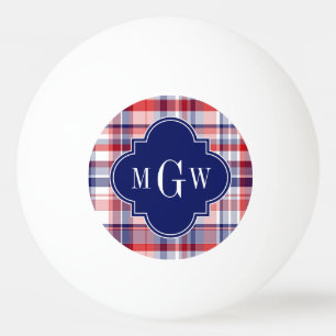 Red White Blue Preppy Monogram Tischtennisball