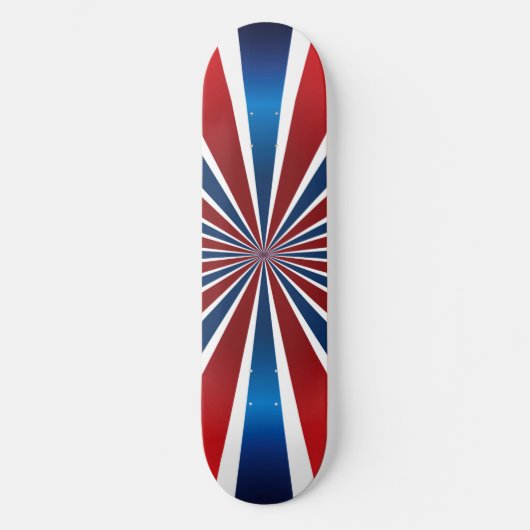 Red White Blue Radial Muster Skateboard (Vorderseite)