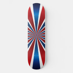 Red White Blue Radial Pattern Skateboard
