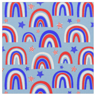 Red White Blue Retro Rainbow Stoff