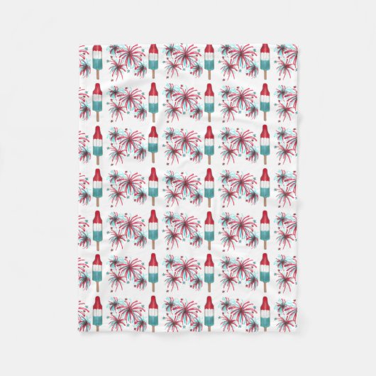 Red White Blue Rocket Pop Popsights Fireworks USA Fleecedecke (Vorderseite)