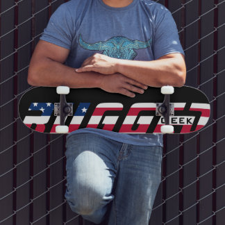 Red white blue RUGGGED GEEK US Flag Skateboard