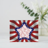 Red White & Blue Satin Star Foto Frame Postkarte (Stehend Vorderseite)