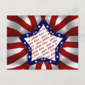 Red White & Blue Satin Star Foto Frame Postkarte (Vorderseite)