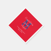 Red White Blue Scarlet Abschluss Name Monogram Serviette (Ecke)