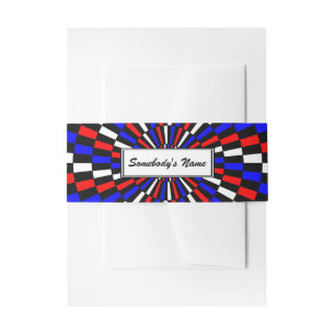 Red White Blue Schachbrett Spiral (P) von K Yoncic Einladungsbanderole