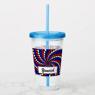 Red White Blue Schachbrett Spiral von Kenneth Yonc Acryltrinkbecher