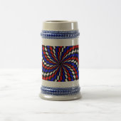 Red White Blue Schachbrett Spiral von Kenneth Yonc Bierglas (Mittel)