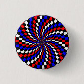 Red White Blue Schachbrett Spiral von Kenneth Yonc Button (Vorderseite)