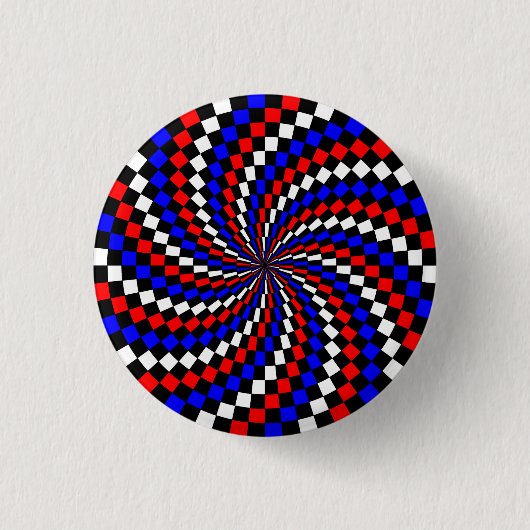 Red White Blue Schachbrett Spiral von Kenneth Yonc Button (Vorderseite)
