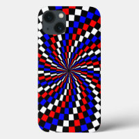 Red White Blue Schachbrett Spiral von Kenneth Yonc
