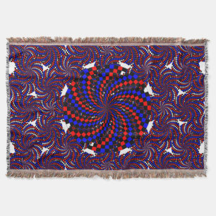 Red White Blue Schachbrett Spiral von Kenneth Yonc Decke